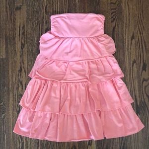 Coral pink tiered ruffle dress from j crew